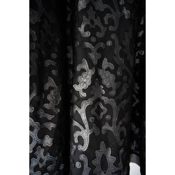 Analili "Leather" Laser Cut Out Detailed Edgy Black Tank Top Blouse L - Picture 6 of 12